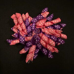Purple & Pink Polka Dot Korker Bow 7250 handmade NWT Boutique